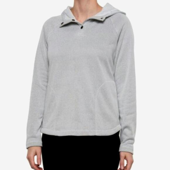 Kyoden Henley Sweatshirt Hoodie Hexagon Top Pullover Womens Sz XL Gray - Picture 4 of 16